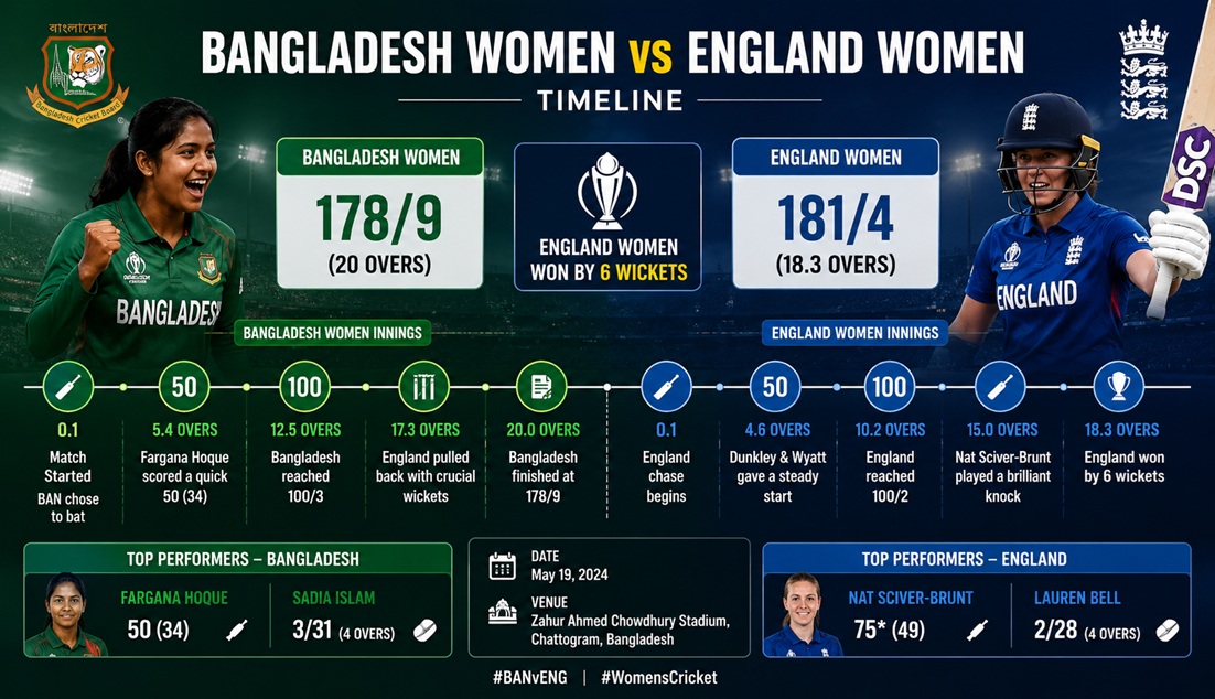 Bangladesh Women vs England Women Timeline