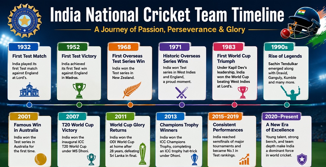 India National Cricket Team Timeline