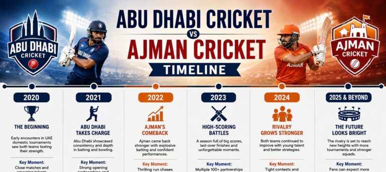 Abu Dhabi Cricket vs Ajman Cricket Timeline