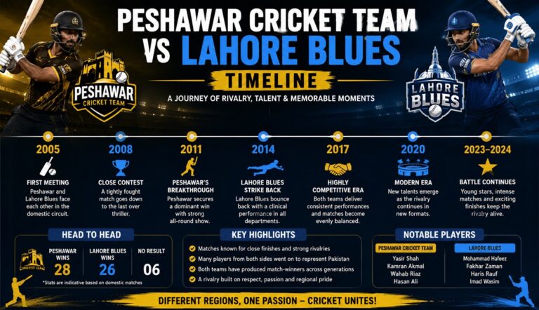 Peshawar Cricket Team vs Lahore Blues Timeline