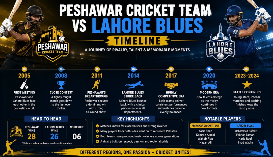Peshawar Cricket Team vs Lahore Blues Timeline