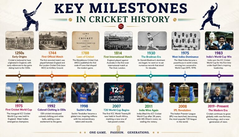 Key Milestones in Cricket History Timeline