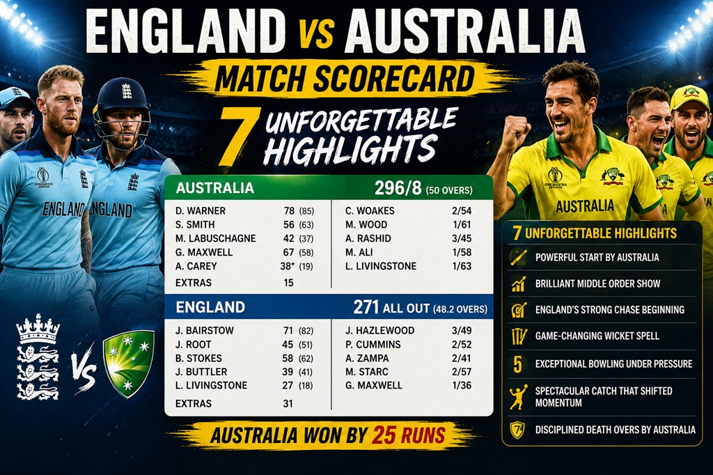 England vs Australia Match Scorecard