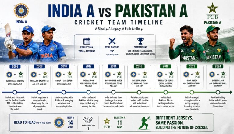 India A vs Pakistan A Cricket Team Timeline