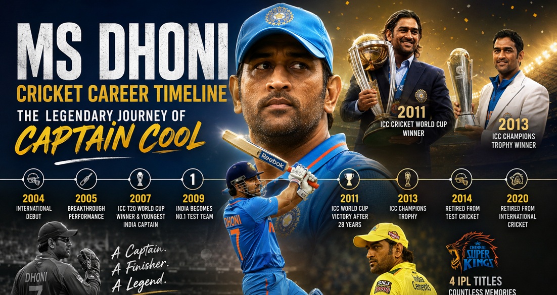 MS Dhoni Cricket Career Timeline