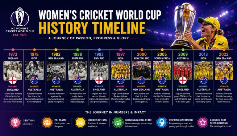 Women’s Cricket World Cup History Timeline