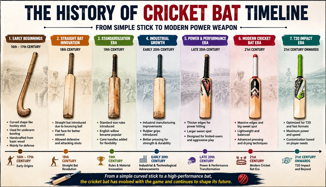 History of Cricket Bat Timeline